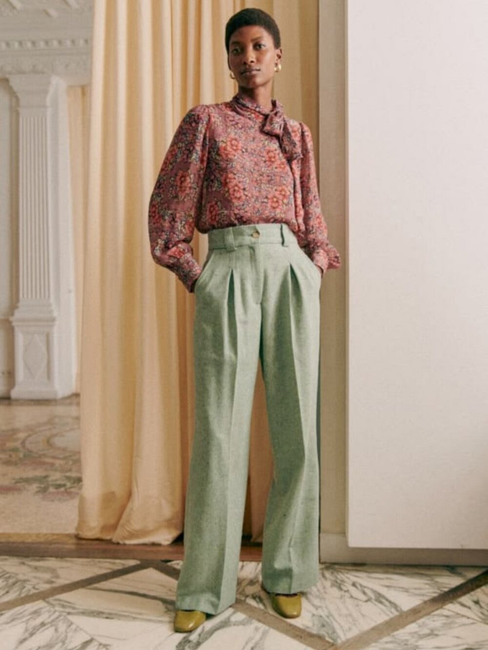 Sezane Sea Green Theophile Wool Trousers, Sz 40/8, BNWT
